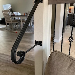 1 to 2 Step Wrought Iron Grab Rail Stair Railing Handrail Step Rail Wall Mount Made in the USA