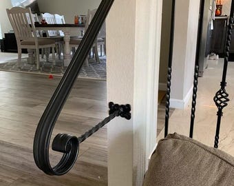 1 to 2 Step Wrought Iron Grab Rail Stair Railing Handrail Step Rail Wall Mount Made in the USA