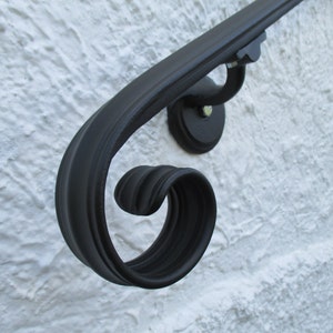 4 Ft. Wrought Iron Hand Rail Wall Rail Stair Step Railing Wall Mount Handrail Elegant Scroll Design