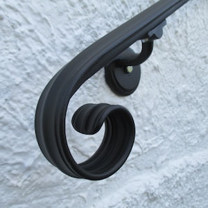 3 Ft Wrought Iron Hand Rail Wall Rail Stair Step Railing Wall Mount Handrail Elegant Scroll Design