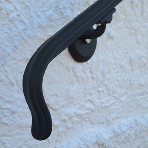 3 ft Wrought Iron Hand Rail Wall Rail Stair Step Railing Wall Mount Handrail Lambs Tongue Design