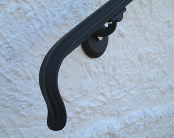 2 ft Wrought Iron Hand Rail Wall Rail Stair Step Railing Wall Mount Handrail Lambs Tongue Design