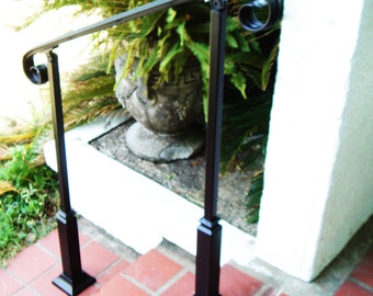 4 FT Wrought Iron Handrail Step rail Stair rail with Decorative Posts Made in the USA