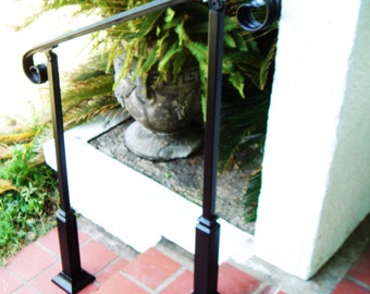 5 FT Wrought Iron Handrail Step rail Stair rail with Decorative Posts Made in the USA