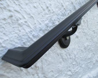 7 Ft. Wrought Iron ADA Compliant Return End Modern Design Hand Rail Wall Rail Stair Step Railing Wall Mount Handrail made in the USA