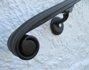 5 Ft Wrought Iron Hand Rail Wall Rail Stair Step Railing Wall Mount Handrail Classical Volute Design