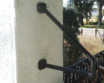 1 to 2 Step Modern Design Wrought Iron Grab Rail Stair Railing Handrail Step Rail Wall Mount Made in the USA