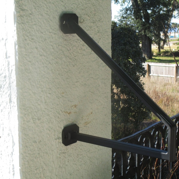 1 to 2 Step Modern Design Wrought Iron Grab Rail Stair Railing Handrail Step Rail Wall Mount Made in the USA