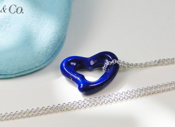 Tiffany Co Peretti Large Lapis Open Heart Pendant Silver - Open Heart Pendant Tiffany Tiffany Co Peretti Large Lapis Open Heart Pendant Silver - Open Heart Pendant Tiffany