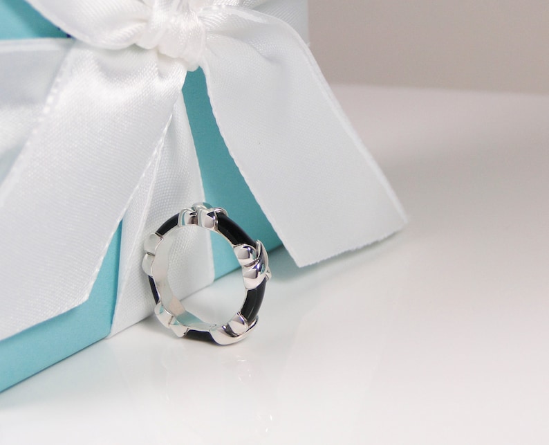 Tiffany & Co. Signature X Black Enamel Ring Band MINT Size 4 | Etsy