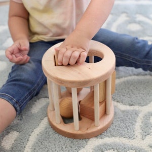 Wooden Shape Sorter Toy- Montessori Inspired Wooden Toddler Toy- Natural Wooden Toy