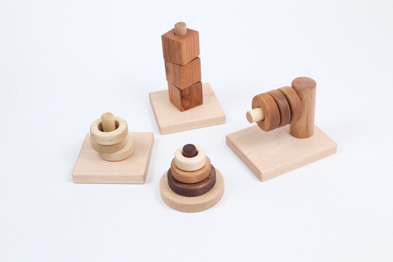 4 Montessori Dowel Toys---Toddler Stacking Set