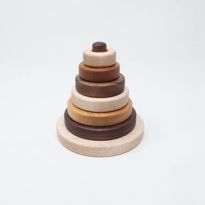 Wooden Ring Stacker--Montessori Inspired--Six Ring Stacker--Montessori Stacking Toy