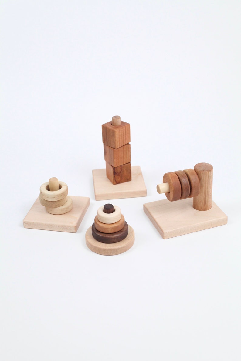 4 Montessori Dowel Toys---Toddler Stacking Set