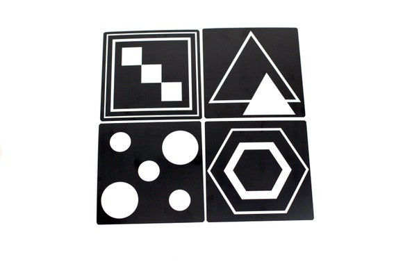 Quattro carte bianche e nere per neonati a doppia faccia Carte Montessori  in bianco e nero -  Italia