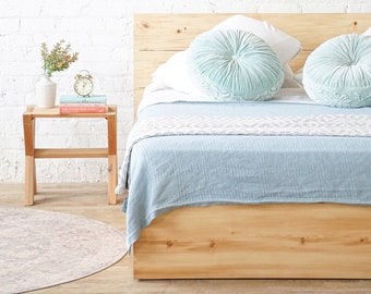 The Butte - Rustic Modern Platform Bed Frame & Headboard - Loft Style - Solid Wood - Handmade in USA