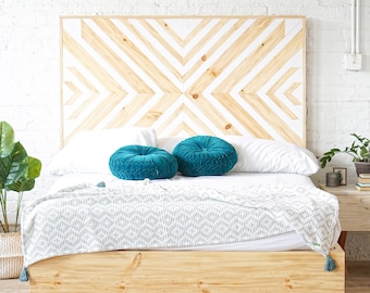 The Big Valley - Platform Bed Frame and Headboard - Rustic Modern - Barn Wood Style - Original Wall Art - Handmade in USA