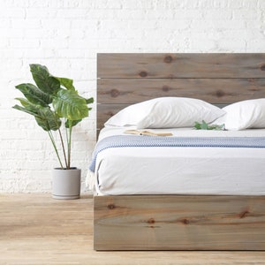 The Butte - Rustic Modern Platform Bed Frame & Headboard - Loft Style - Solid Wood - Handmade in USA