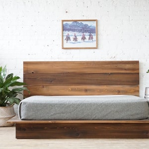Low Pro Bed Extra Tall Headboard Rustic Modern Platform Bed Frame