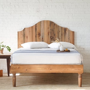 The Wyoming Bed Frame - Platform Bed Frame & Headboard - Antique Inspired - Solid Wood - Handmade in USA