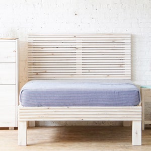 The Carolina Bed - Platform Bed and Headboard - Natural Solid Wood - Rustic Modern - Mid Century - Farmhouse - Organic - Handmade in USA