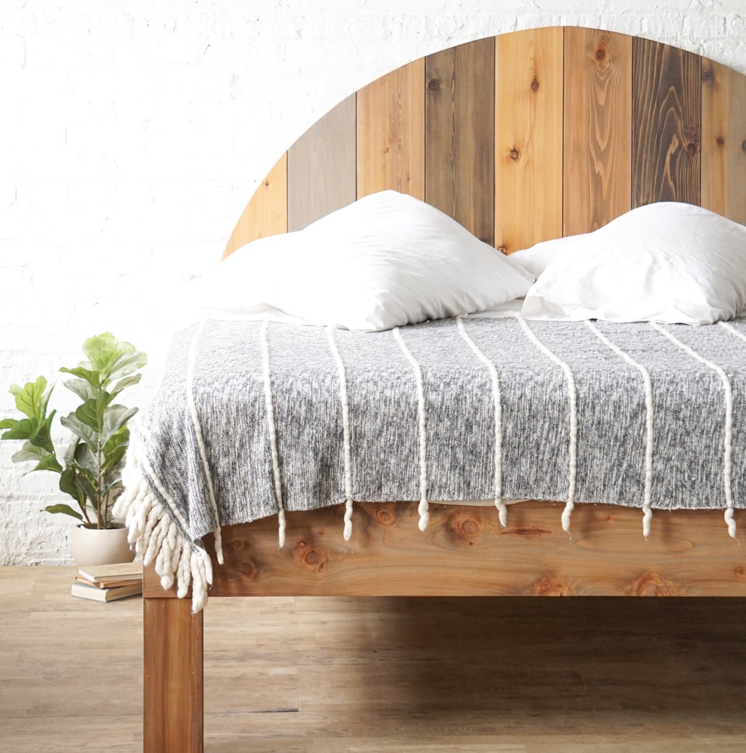 The Rising Bed Frame & Headboard Standing Platform Bed Round Headboard