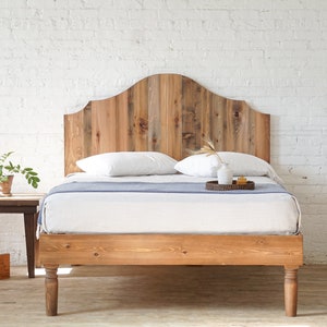 Natural solid wood headboard. Americana design. Rustic antique inspired. Handcrafted in the USA. Heirloom quality furniture. Bedroom furniture.