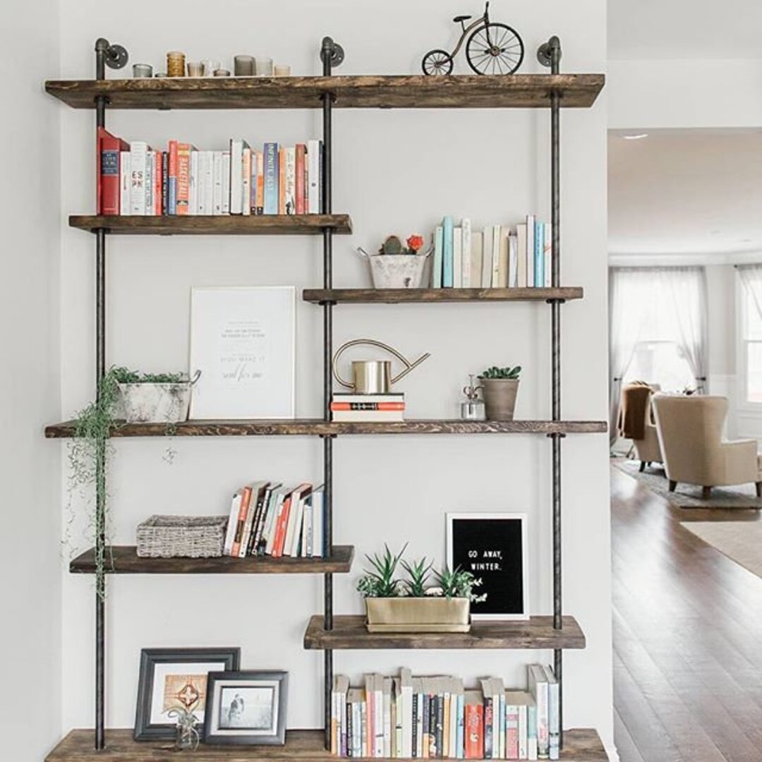 Wood and metal modular wall shelf deals