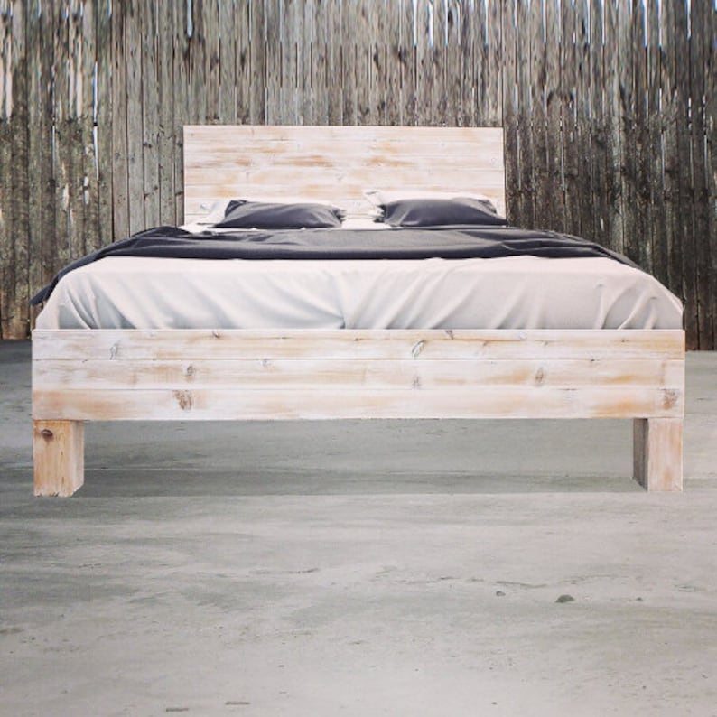 Rustic Beach Wood / Whitewashed Barn Wood Style Bed Frame Etsy