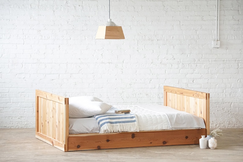 American made furniture. Daybed. Platform bed frame. Headboard. Natural solid wood. Refined rustic. Modern. Farmhouse. Mountain cabin. Cottage style. Heirloom quality. Sustainably sourced materials. Outdoors inspired. Antique inspired. Bedroom.