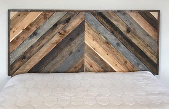Rustic Chevron Headboard Original Design Modern Rustic Etsy