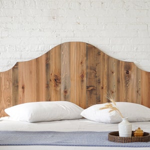 Natural solid wood headboard. Americana design. Rustic antique inspired. Handcrafted in the USA. Heirloom quality furniture. Bedroom furniture.