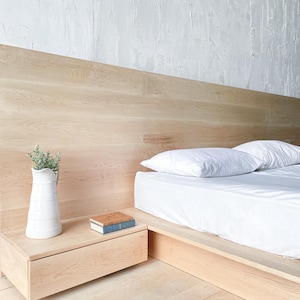 The Driftless - Solid Wood Platform Bed Frame With Wide Headboard ...