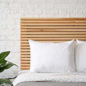 The Carolina Headboard- Natural Solid Wood Slatted Headboard - Rustic Modern Mid Century - Farmhouse Bed Board - Organic - Handmade in USA