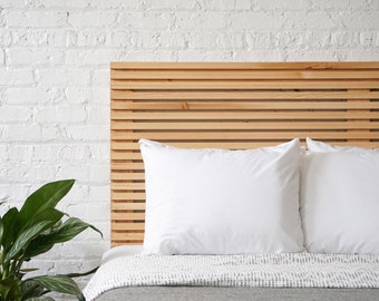The Carolina Headboard- Natural Solid Wood Slatted Headboard - Rustic Modern Mid Century - Farmhouse Bed Board - Organic - Handmade in USA