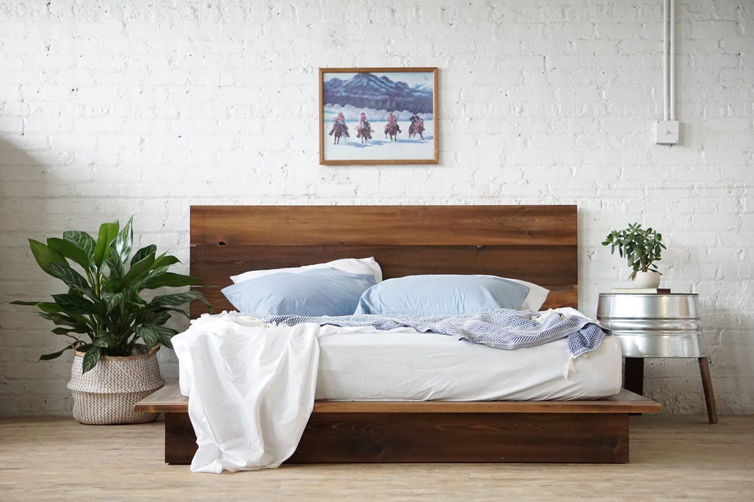 Modern King Size Bed With Storage In English Oak Dark