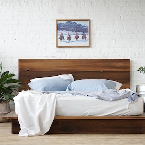 Low Pro Bed - Rustic Modern Platform Bed Frame & Headboard - Loft Style - Solid Wood - Handmade in USA