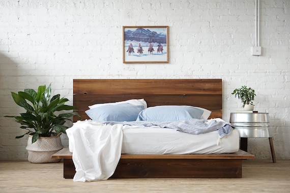 Low Pro Bed Rustic Modern Profile, Loft Queen Solid Wood Platform Bed