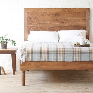 The Mama Lena - Bed Frame & Headboard - Spun Legs - Platform Bed - Cedar Barn Wood Style - Handmade in USA