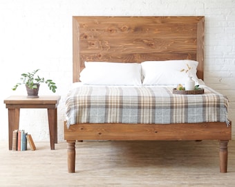 The Mama Lena - Bed Frame & Headboard - Spun Legs - Platform Bed - Cedar Barn Wood Style - Handmade in USA