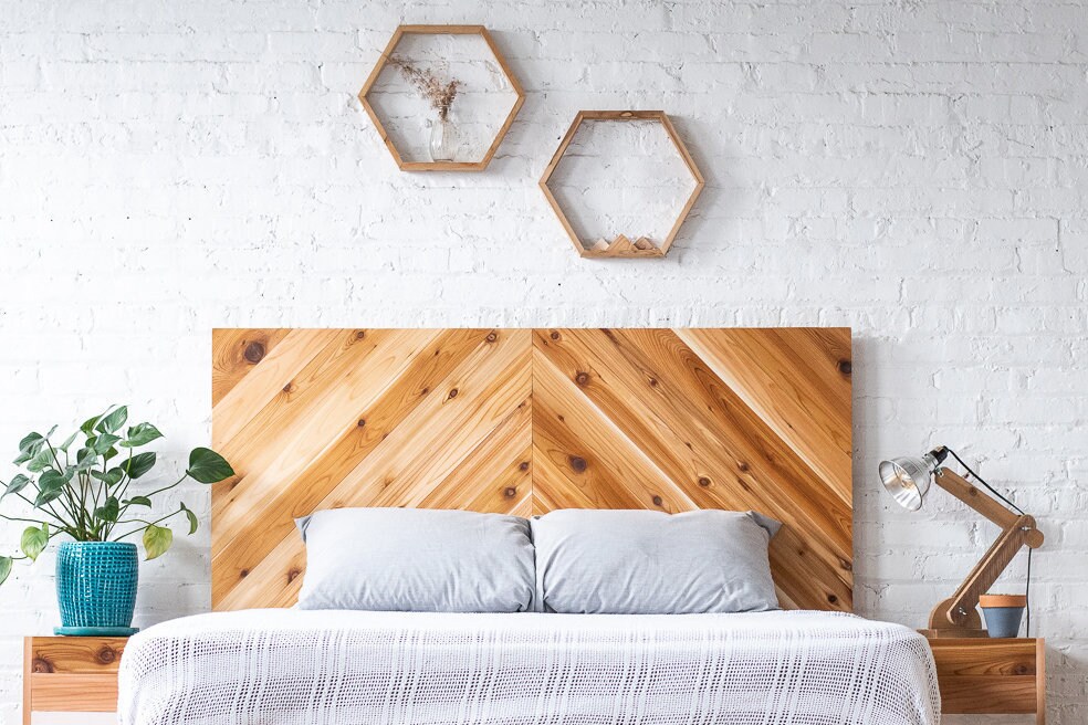 Tête De Lit Design En Tissu, Motif Chevron Noir, Montage Mural - Hauteur 80 Pouces (203 Cm)