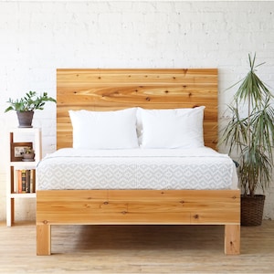 Natural solid wood headboard or bed board. Modern, rustic design. Handcrafted in the USA. Farmhouse style. Heirloom quality.