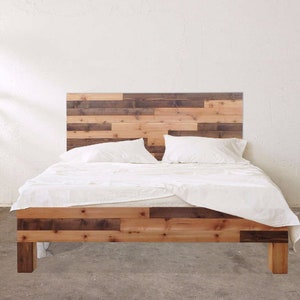 Natural solid wood headboard or bed board. Modern, rustic design. Handcrafted in the USA. Farmhouse style. Heirloom quality.