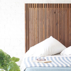 The Carolina North Headboard - Vertical Slatted Headboard - Natural Solid Wood - Rustic Modern and Mid Century - Handcrafted in USA