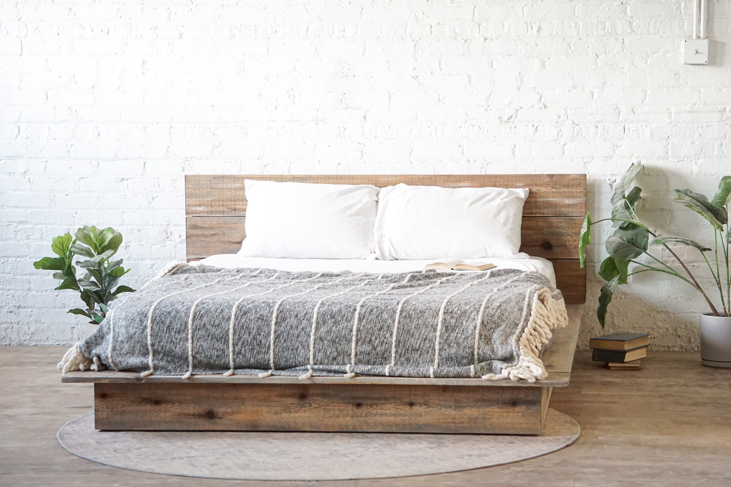Low Pro Bed Rustic Modern Platform Bed Frame Headboard Loft