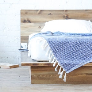 Plank Low Pro - Rustic Modern - Platform Bed Frame and Headboard - Loft Style - Solid Wood Handmade in USA