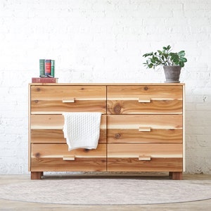 The Six Drawer Dresser - Cedar Barn Wood Style Wide Dresser - Handmade in USA