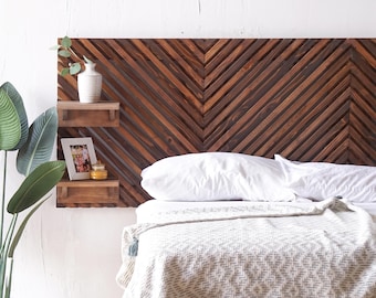 The Big Summit Headboard - Extra Wide with Floating Shelves - Solid Wood - Rustic Modern - Farmhouse Style - Organic Bed Board - USA Made