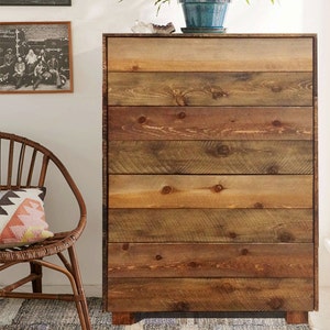 Rough Sawn Tall Dresser - Farmhouse Craftsman Chest - 4 Maple Dovetail Drawers - Handmade in USA