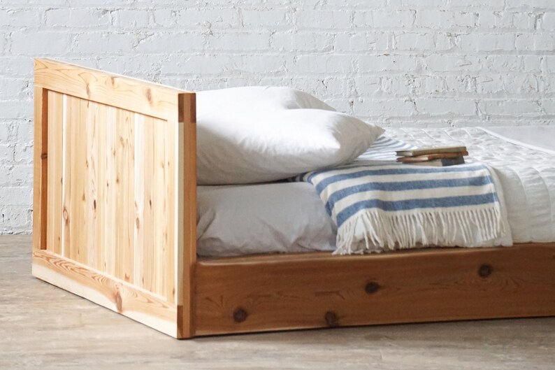 American made furniture. Daybed. Platform bed frame. Headboard. Natural solid wood. Refined rustic. Modern. Farmhouse. Mountain cabin. Cottage style. Heirloom quality. Sustainably sourced materials. Outdoors inspired. Antique inspired. Bedroom.